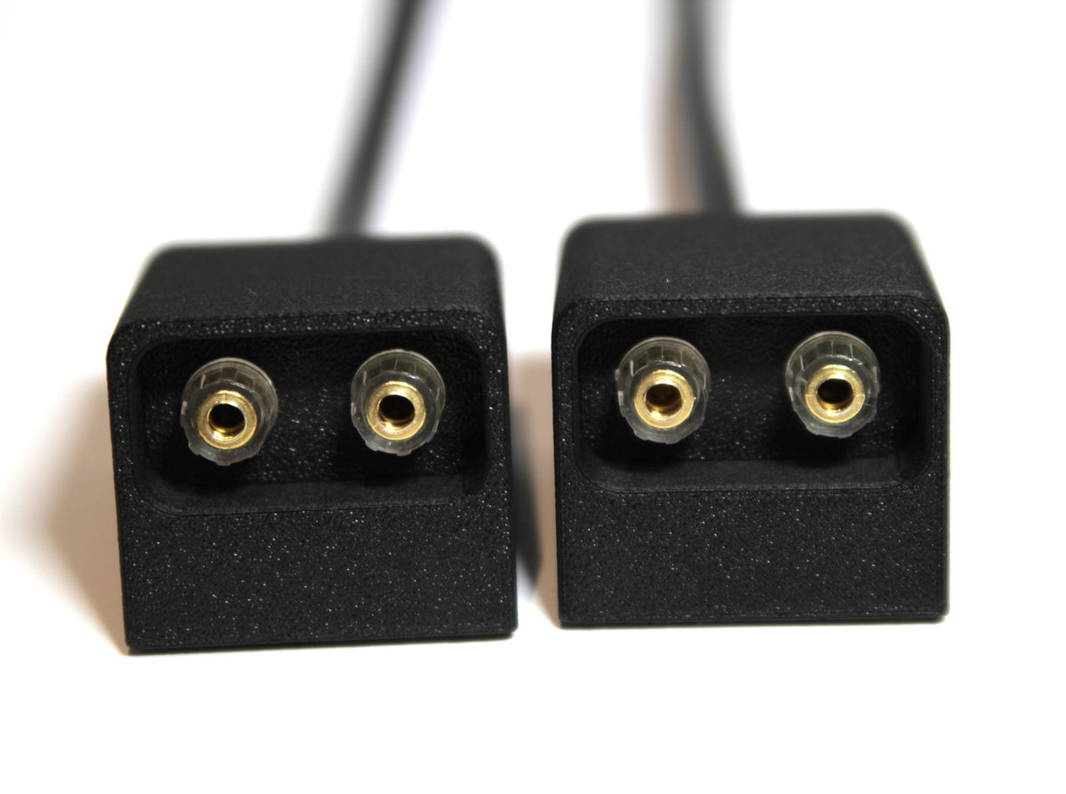 Pair of Tengill connection boxes for the TZLA plasma machine, each with two gold-plated banana plug inputs