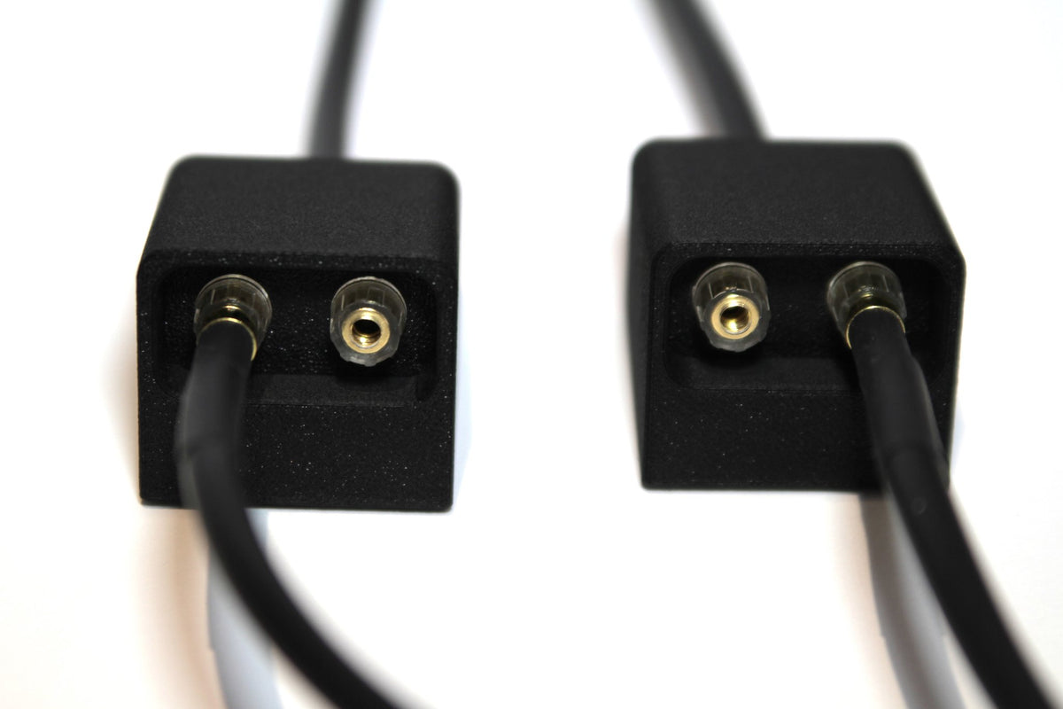 Tengill boxes in use, showing two accessory cables connected across the pair